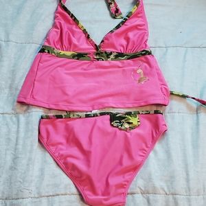 Pink and Camo open back tankini swimsuit